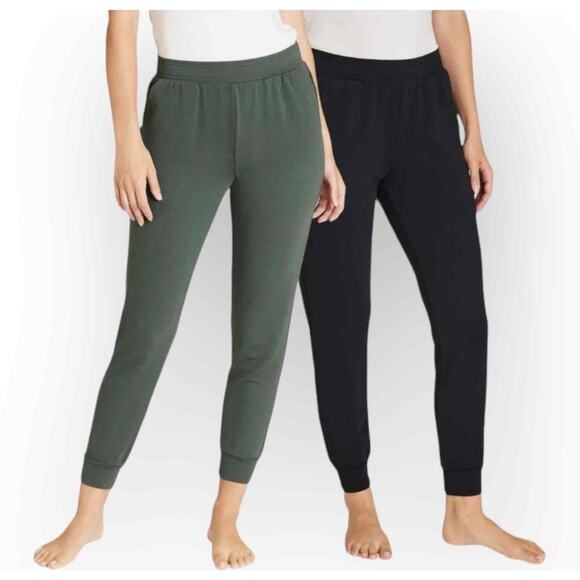 Eddie Bauer Pack Fleece Stretchy Lounge Joggers Pants Olive Green Black XXL NWT